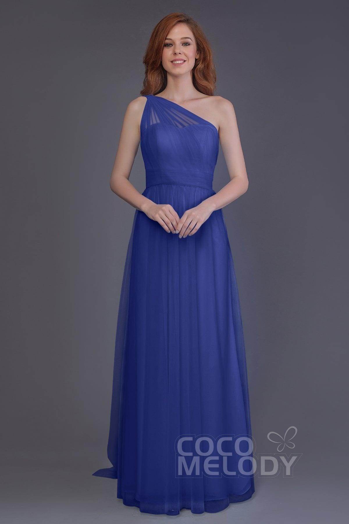 Sheath-Column Floor Length Tulle Bridesmaid Dress PR3556