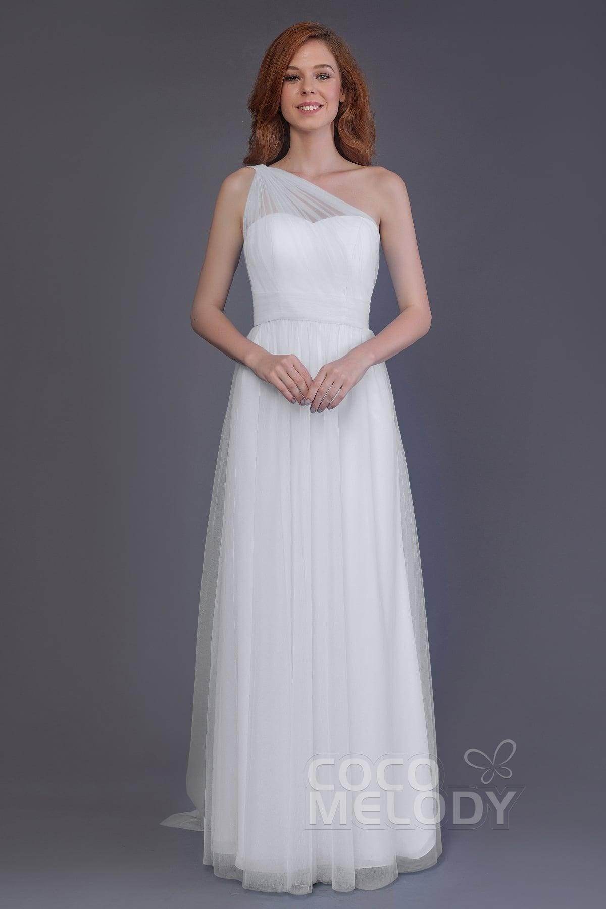 Sheath-Column Floor Length Tulle Bridesmaid Dress PR3556