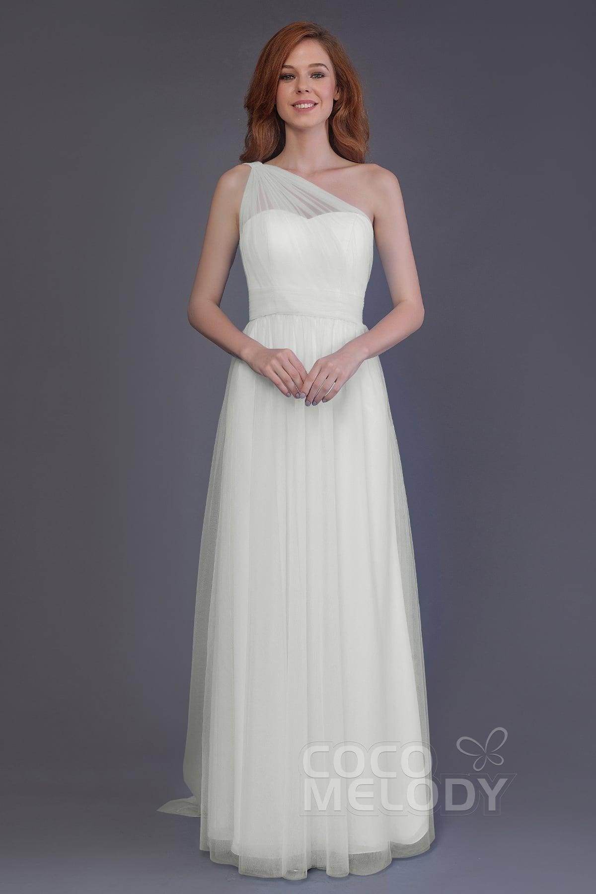 Sheath-Column Floor Length Tulle Bridesmaid Dress PR3556