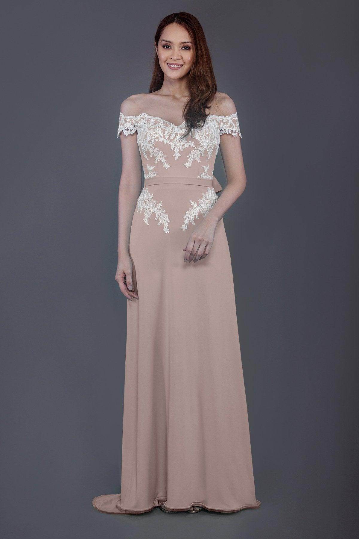 Sheath Sweep Train Knitted Fabric Bridesmaid Dress PR3561