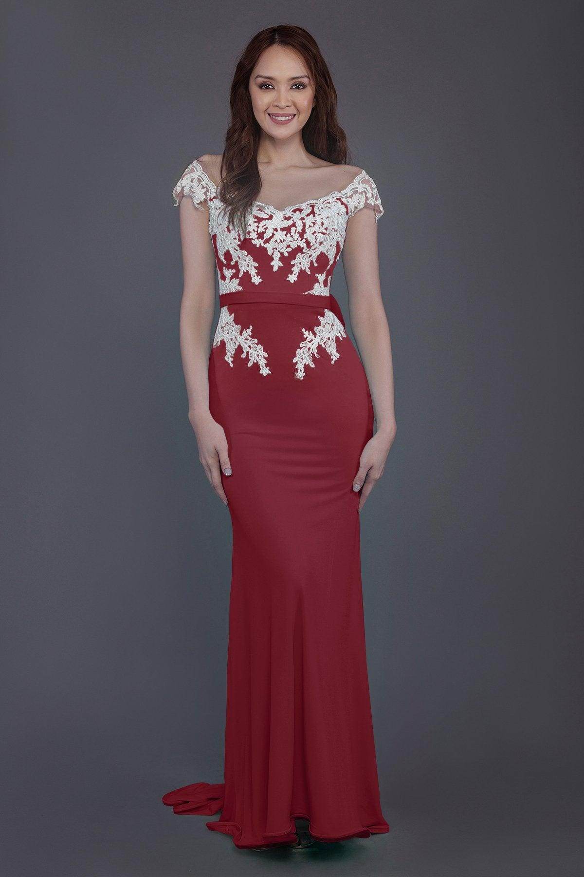 Trumpet Sweep Train Knitted Fabric Bridesmaid Dress PR3562