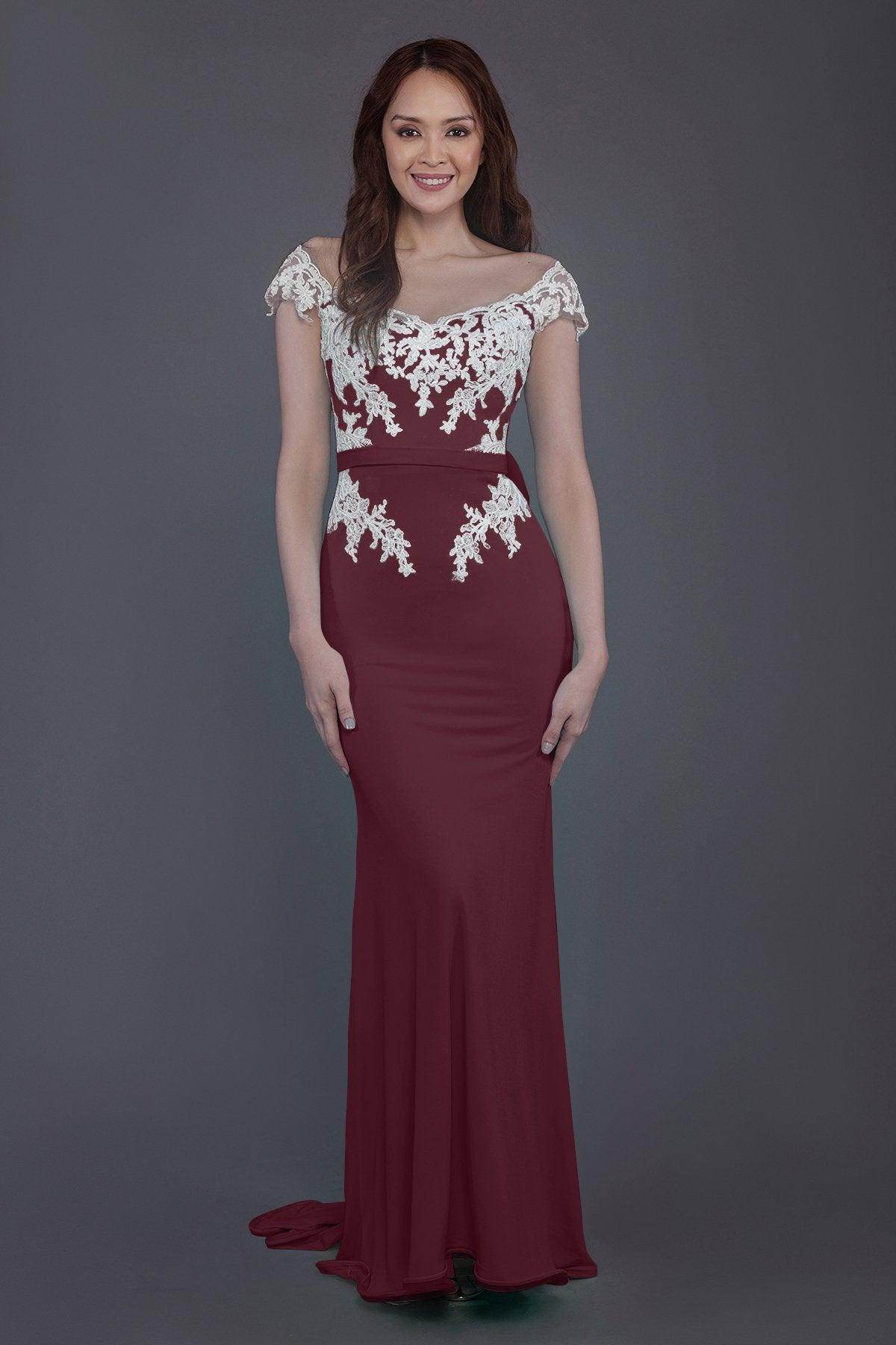 Trumpet Sweep Train Knitted Fabric Bridesmaid Dress PR3562