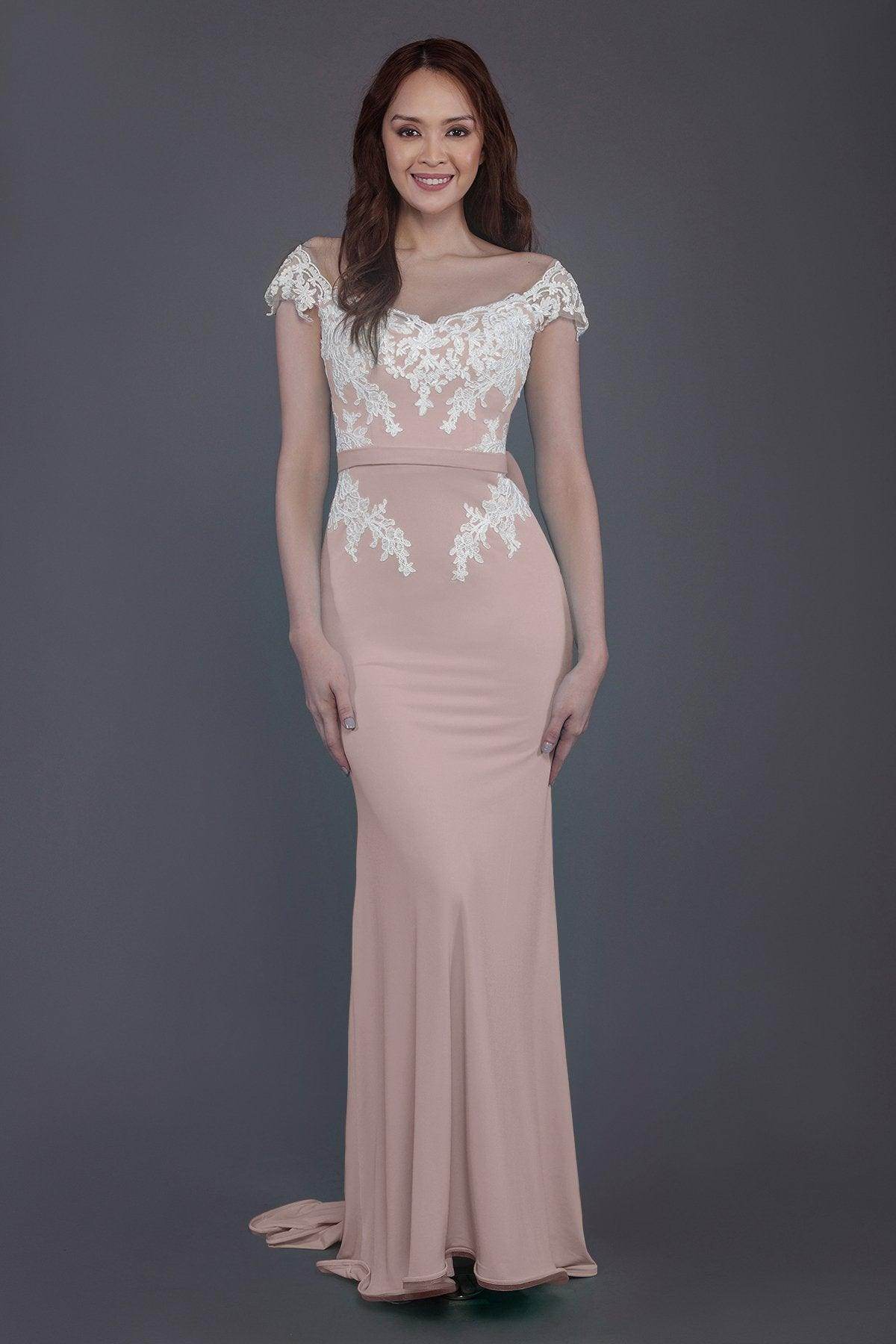Trumpet Sweep Train Knitted Fabric Bridesmaid Dress PR3562