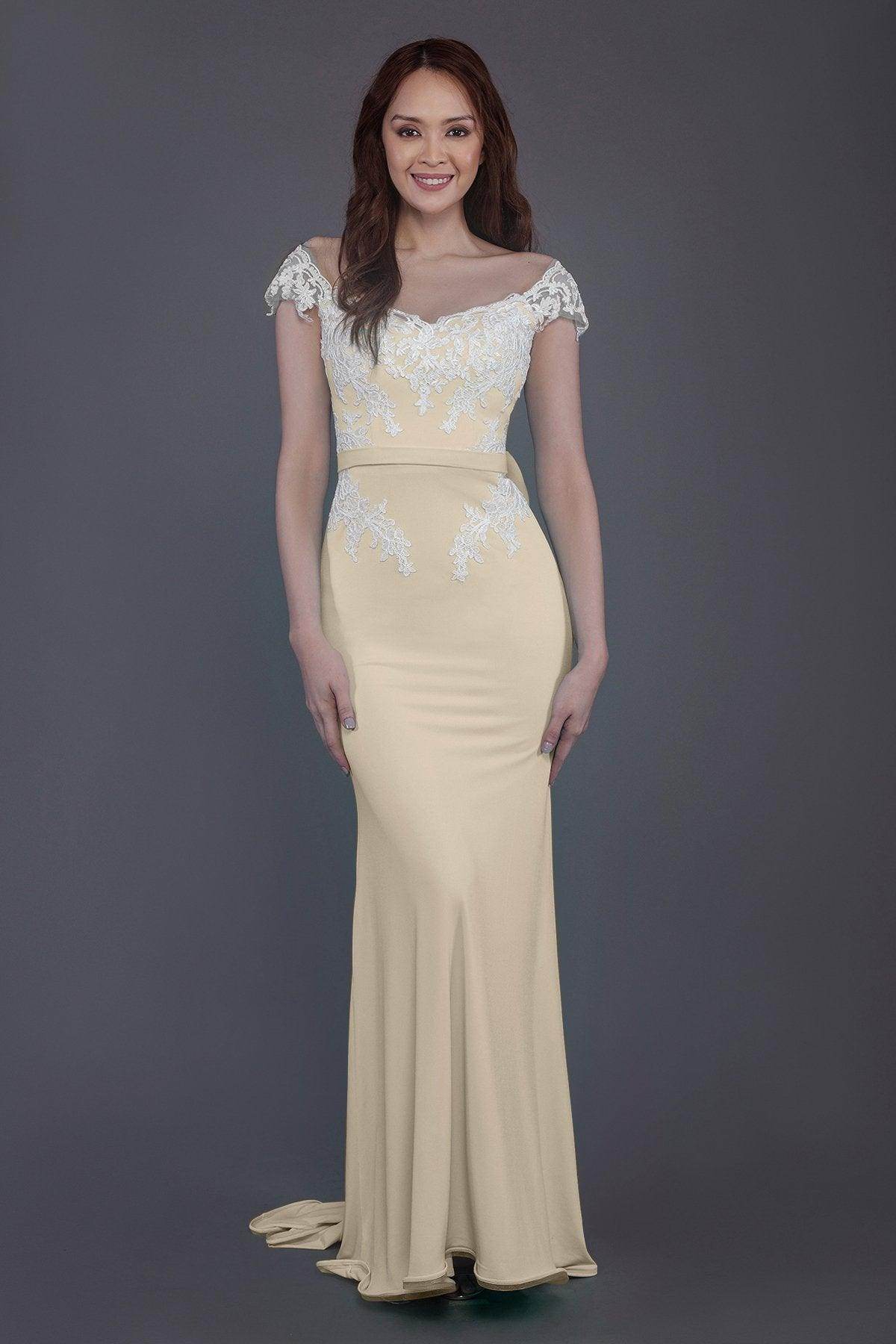 Trumpet Sweep Train Knitted Fabric Bridesmaid Dress PR3562