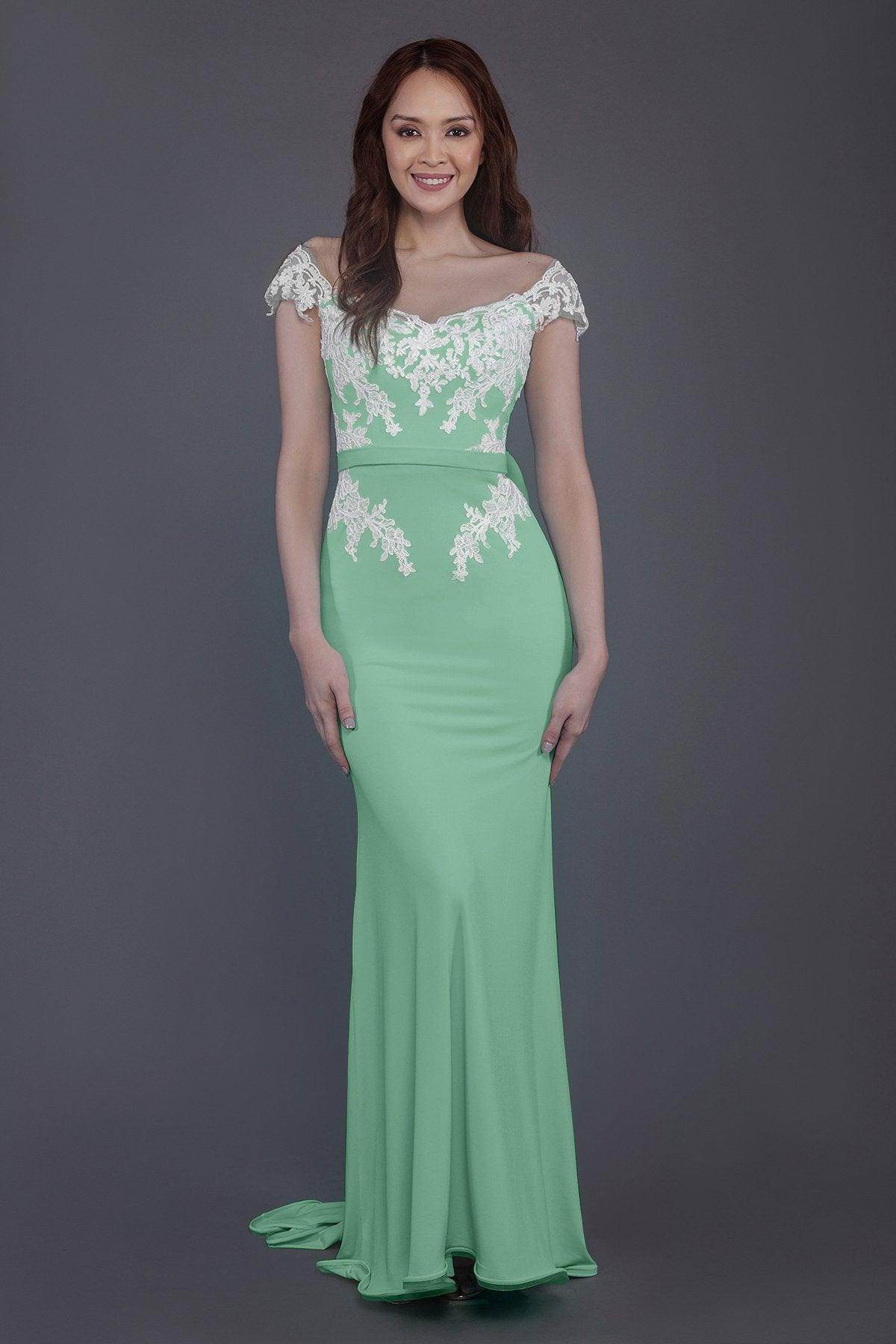 Trumpet Sweep Train Knitted Fabric Bridesmaid Dress PR3562