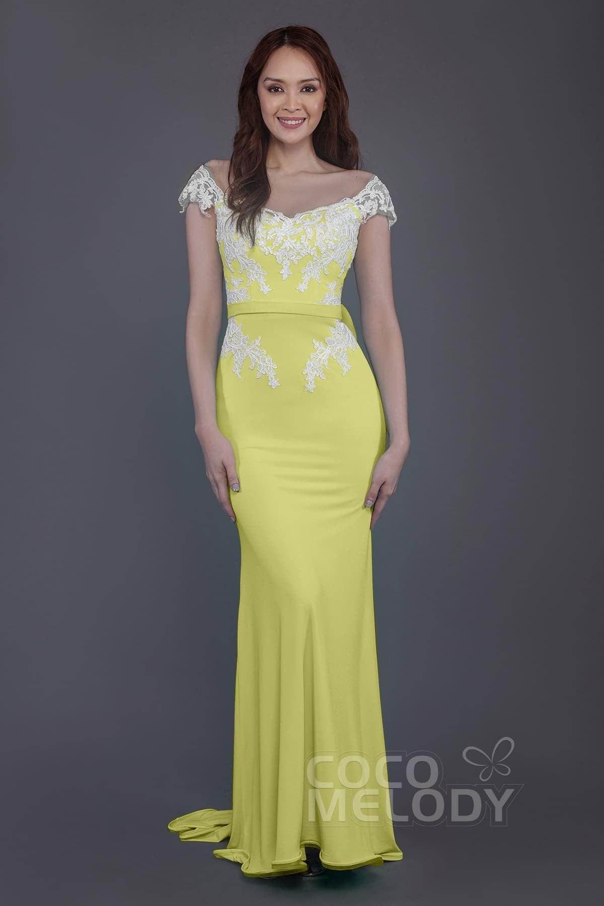 Trumpet Sweep Train Knitted Fabric Bridesmaid Dress PR3562