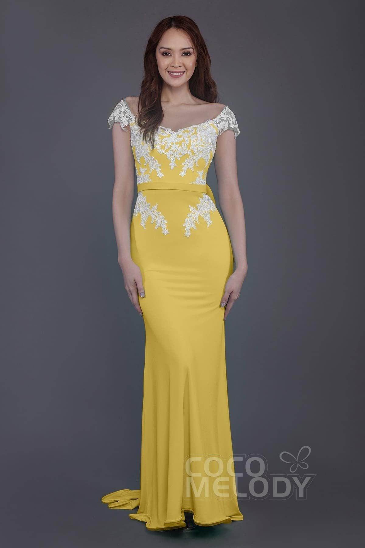 Trumpet Sweep Train Knitted Fabric Bridesmaid Dress PR3562