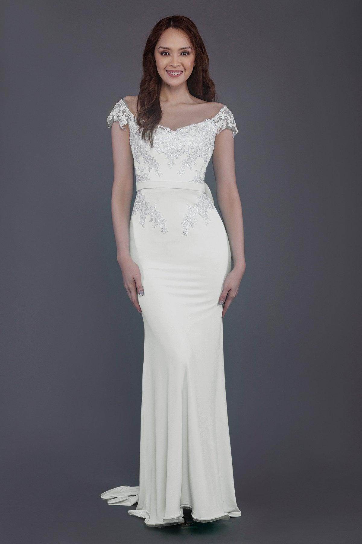 Trumpet Sweep Train Knitted Fabric Bridesmaid Dress PR3562