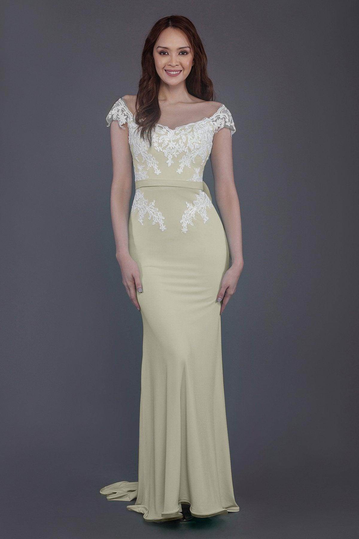 Trumpet Sweep Train Knitted Fabric Bridesmaid Dress PR3562