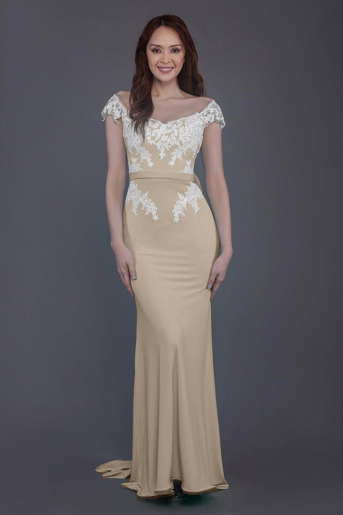 Trumpet Sweep Train Knitted Fabric Bridesmaid Dress PR3562
