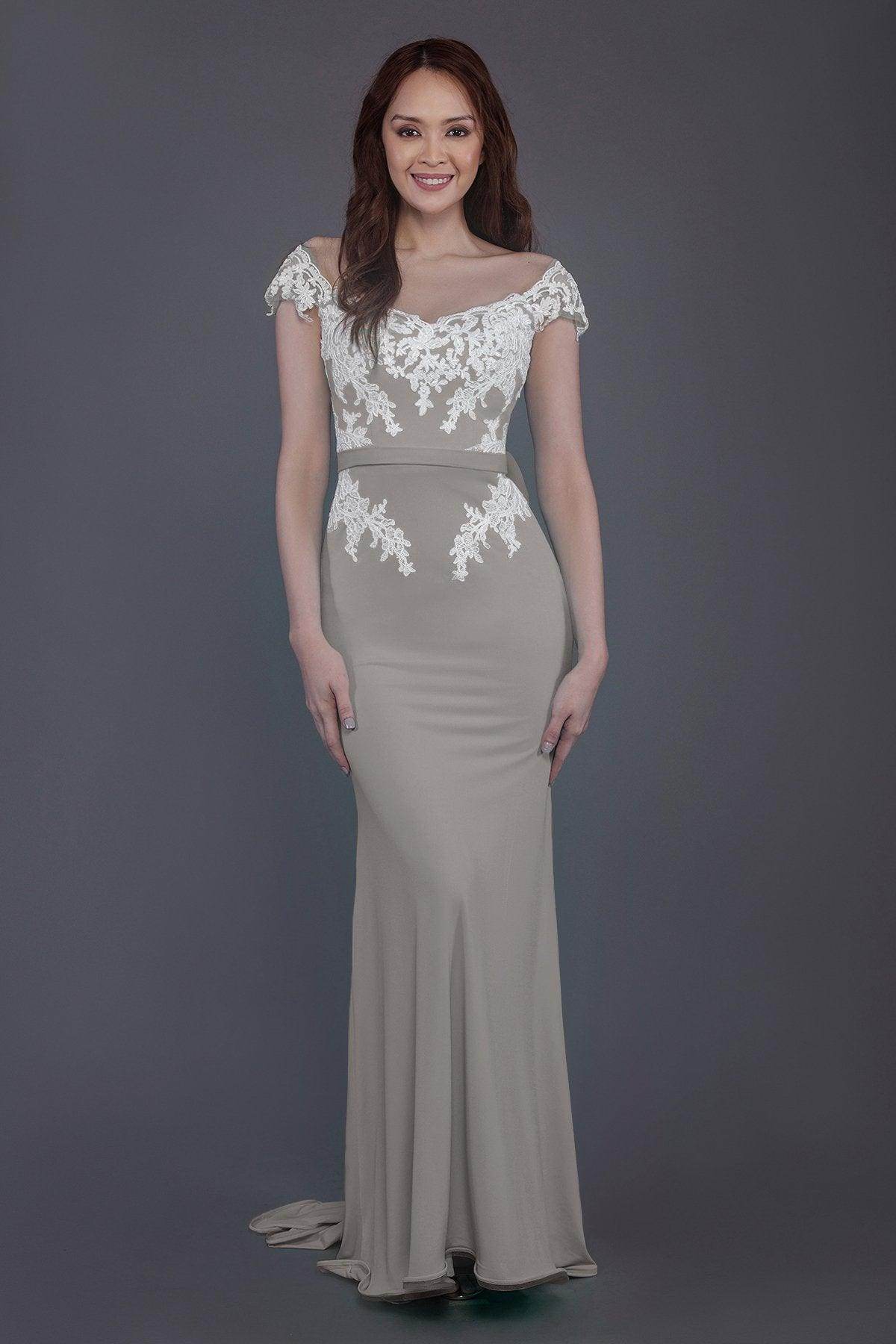 Trumpet Sweep Train Knitted Fabric Bridesmaid Dress PR3562