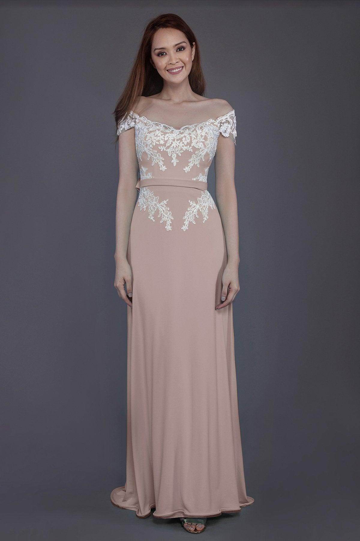 Sheath Sweep Train Knitted Fabric Bridesmaid Dress PR3563