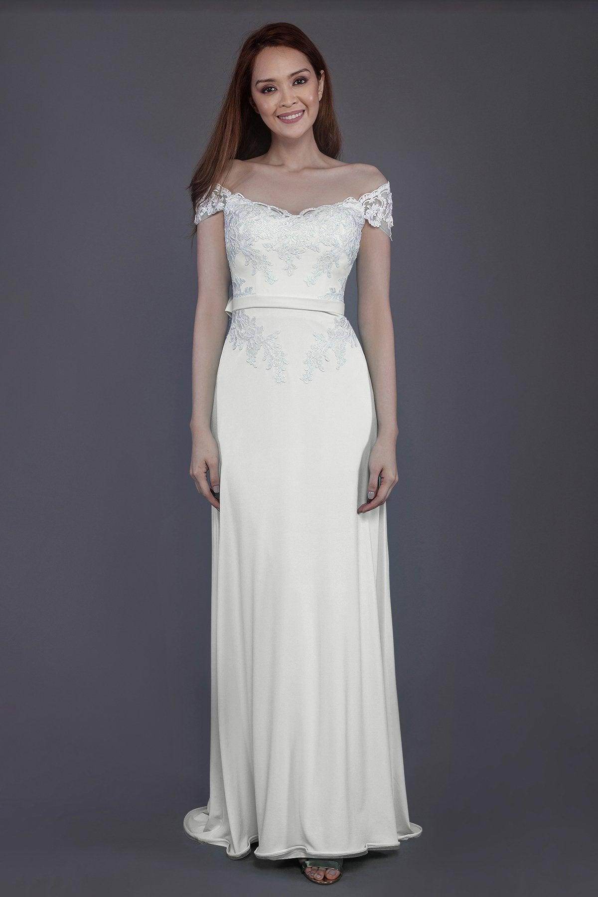 Sheath Sweep Train Knitted Fabric Bridesmaid Dress PR3563