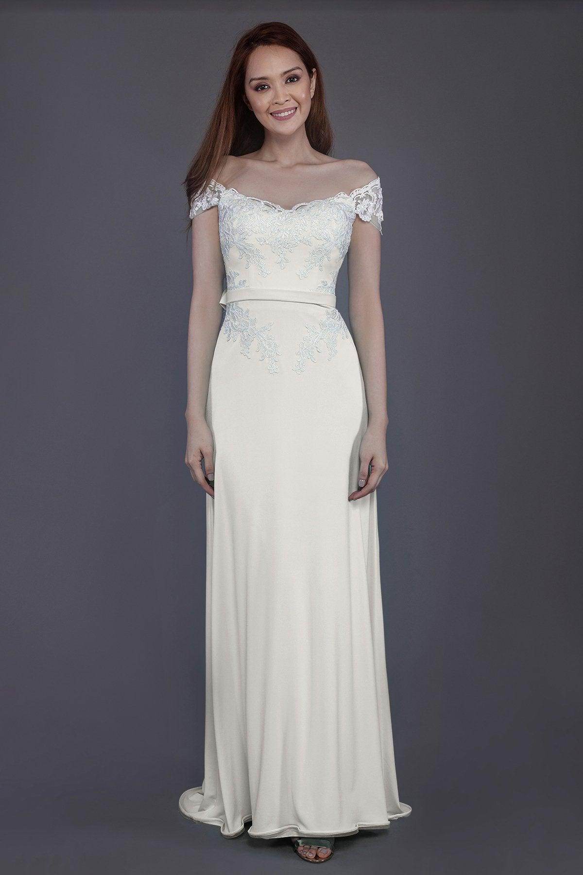 Sheath Sweep Train Knitted Fabric Bridesmaid Dress PR3563