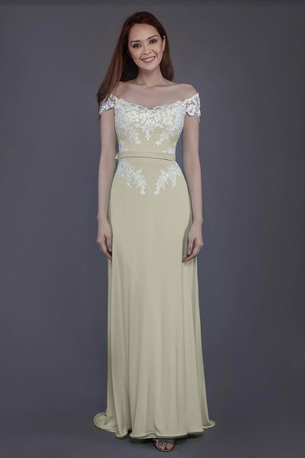 Sheath Sweep Train Knitted Fabric Bridesmaid Dress PR3563