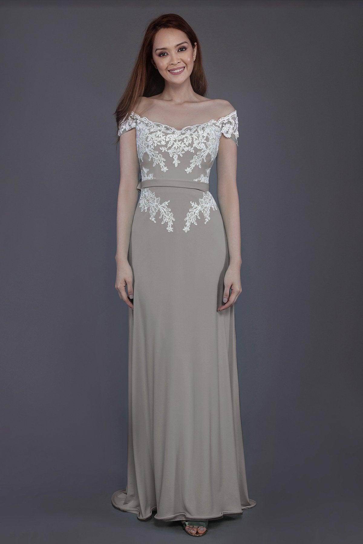 Sheath Sweep Train Knitted Fabric Bridesmaid Dress PR3563