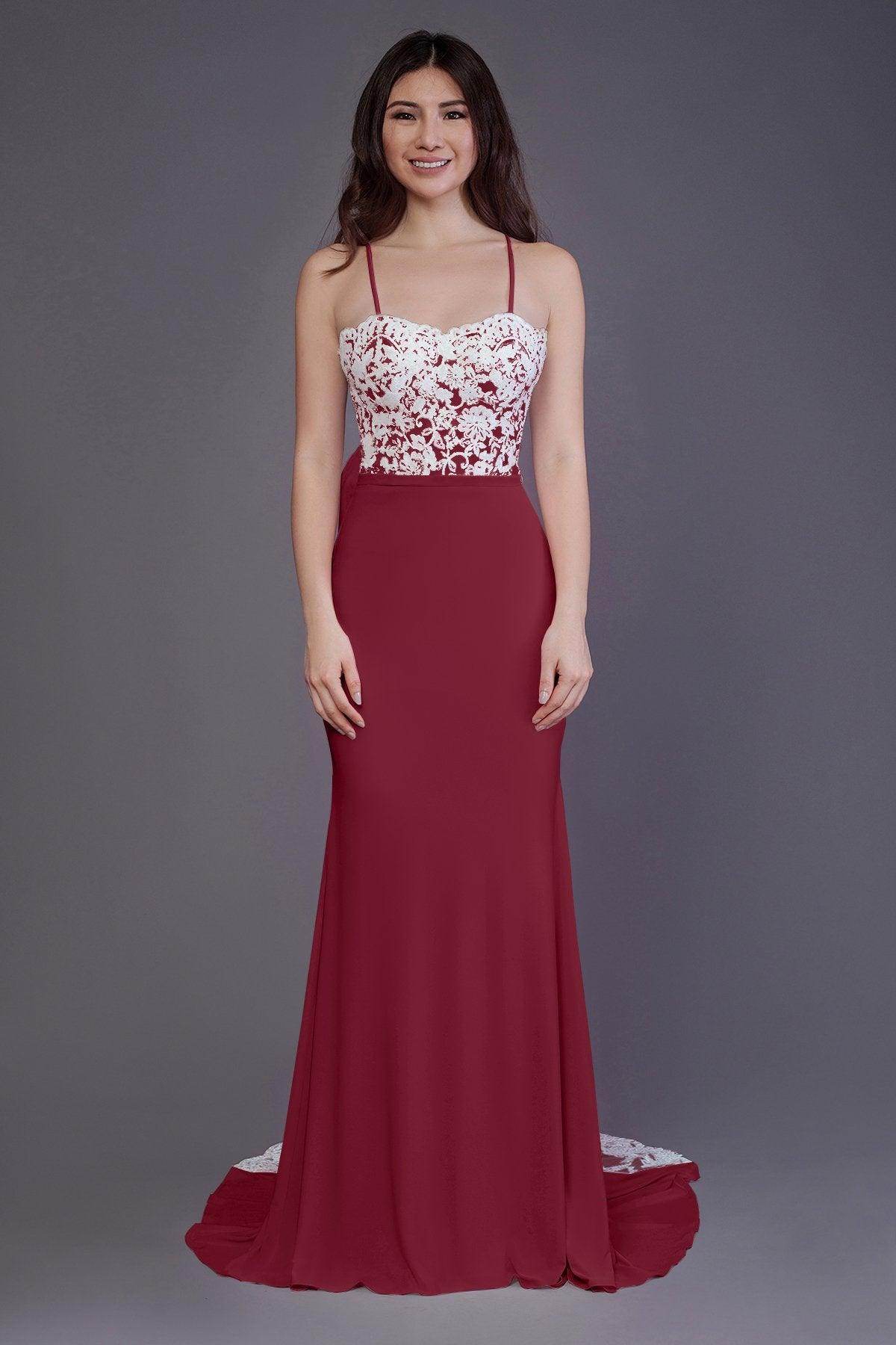 Mermaid Sweep Train Knitted Fabric Bridesmaid Dress PR3565