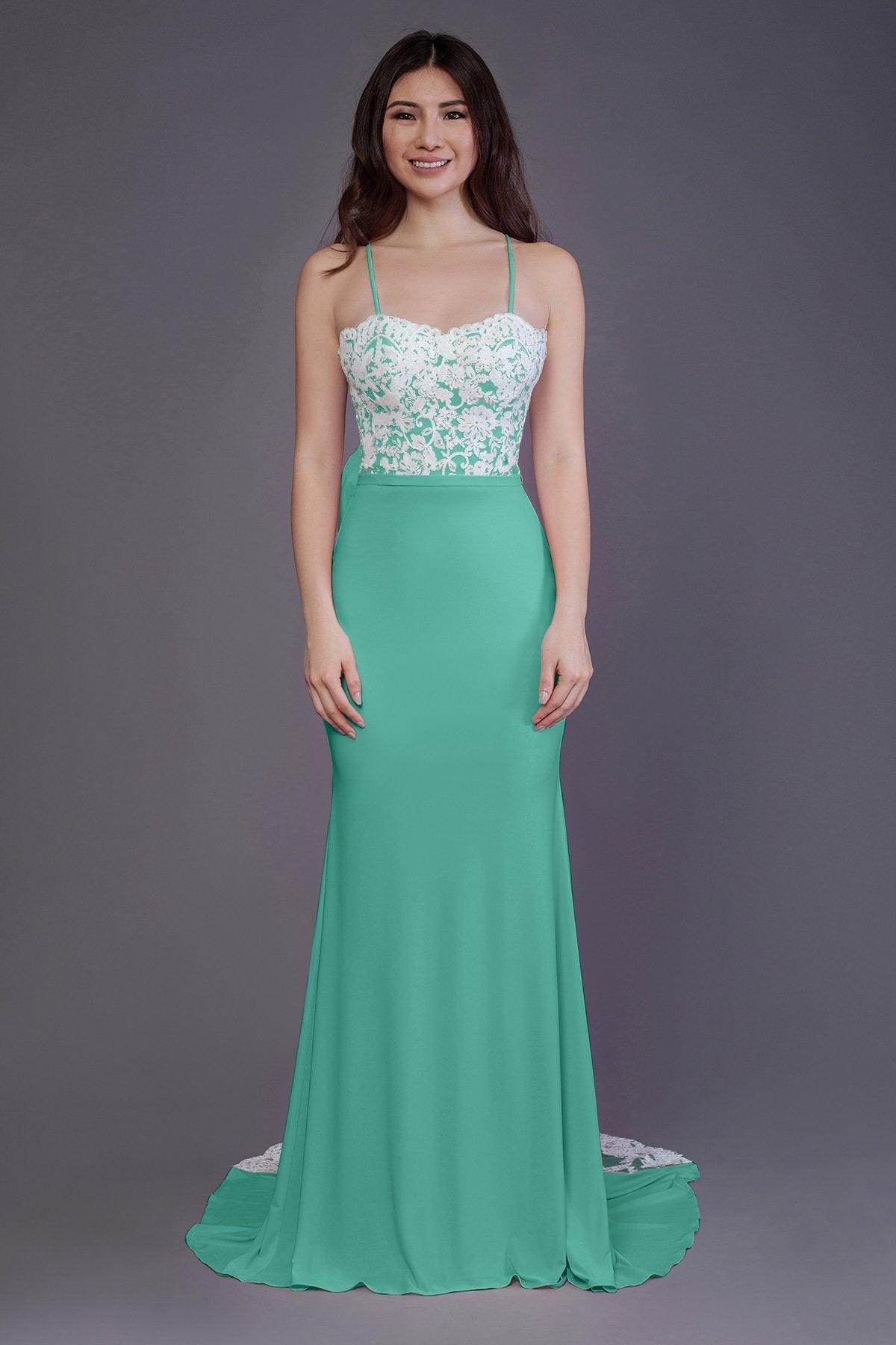 Mermaid Sweep Train Knitted Fabric Bridesmaid Dress PR3565