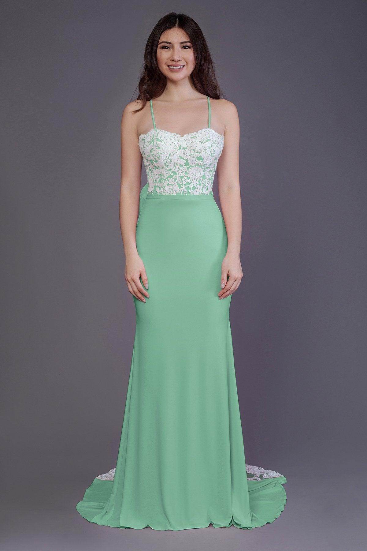 Mermaid Sweep Train Knitted Fabric Bridesmaid Dress PR3565