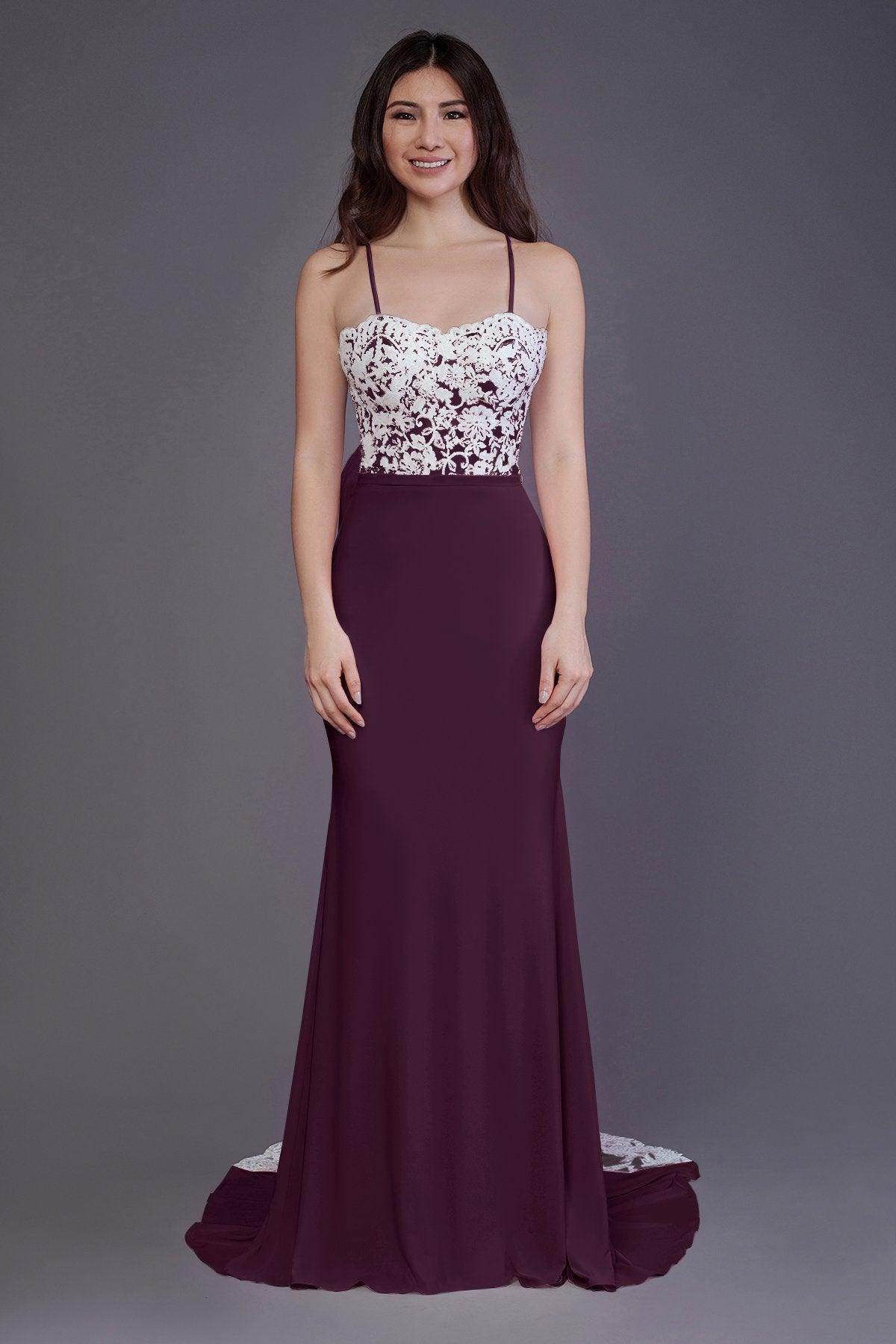 Mermaid Sweep Train Knitted Fabric Bridesmaid Dress PR3565