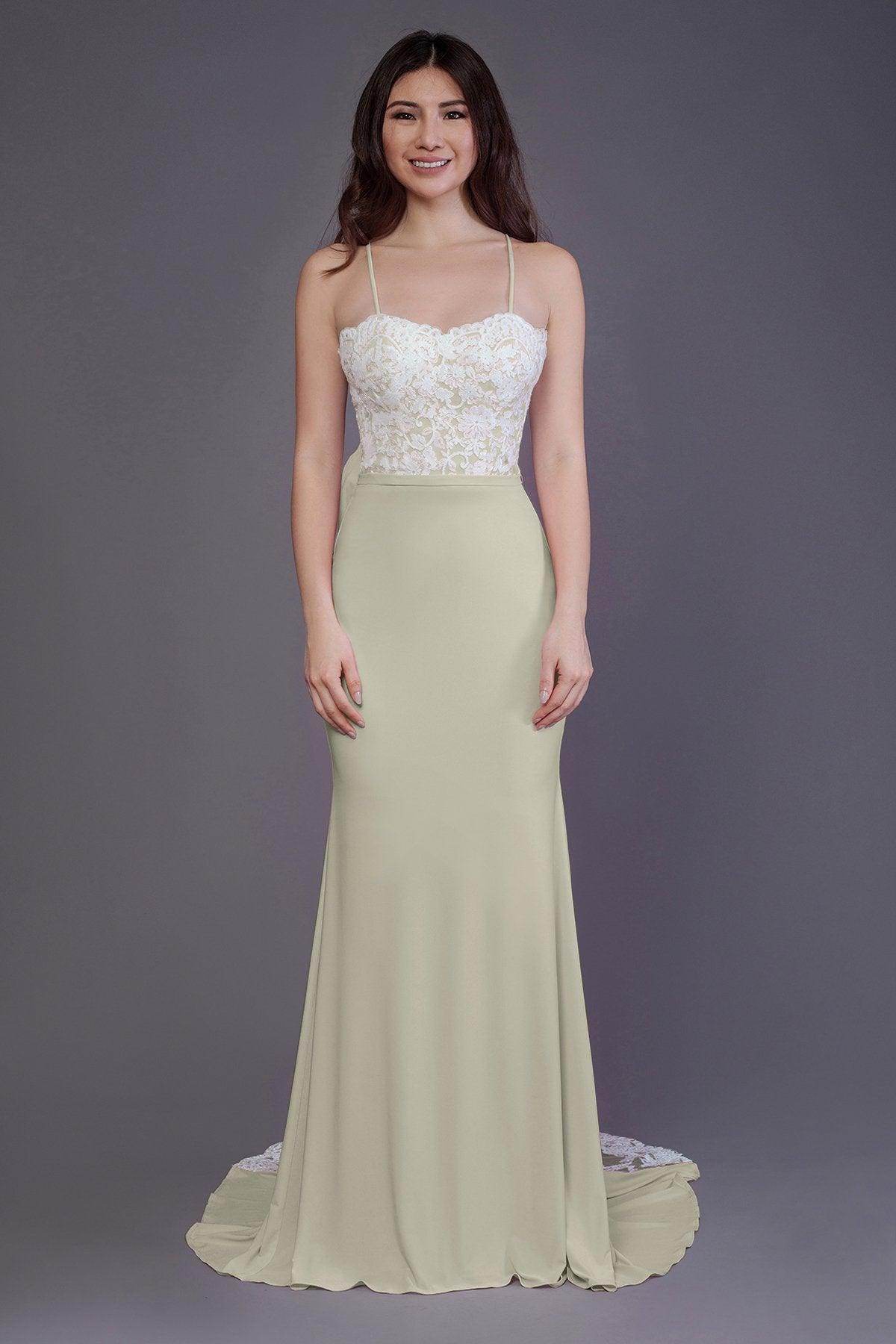Mermaid Sweep Train Knitted Fabric Bridesmaid Dress PR3565