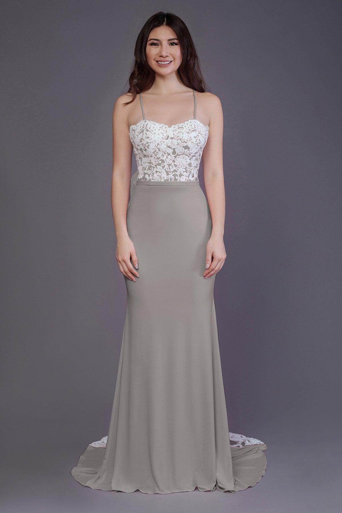Mermaid Sweep Train Knitted Fabric Bridesmaid Dress PR3565