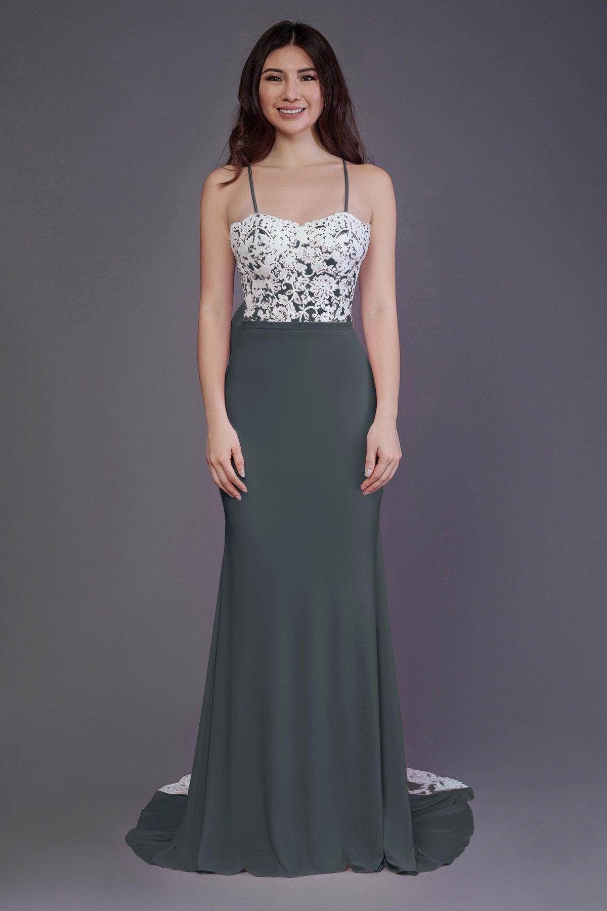 Mermaid Sweep Train Knitted Fabric Bridesmaid Dress PR3565
