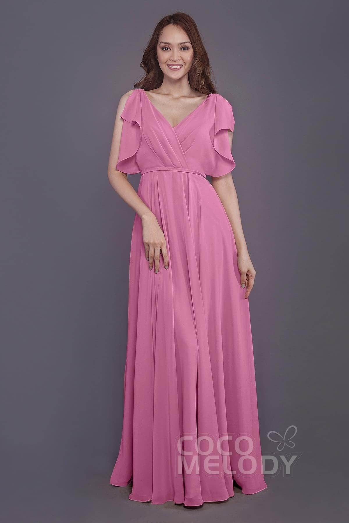 Sheath-Column Floor Length Chiffon Bridesmaid Dress PR3568