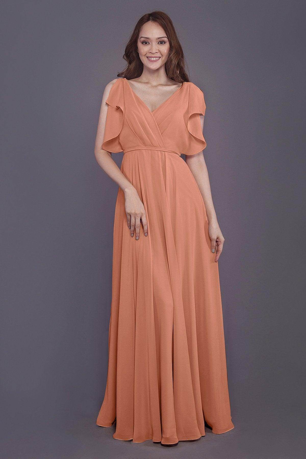 Sheath-Column Floor Length Chiffon Bridesmaid Dress PR3568