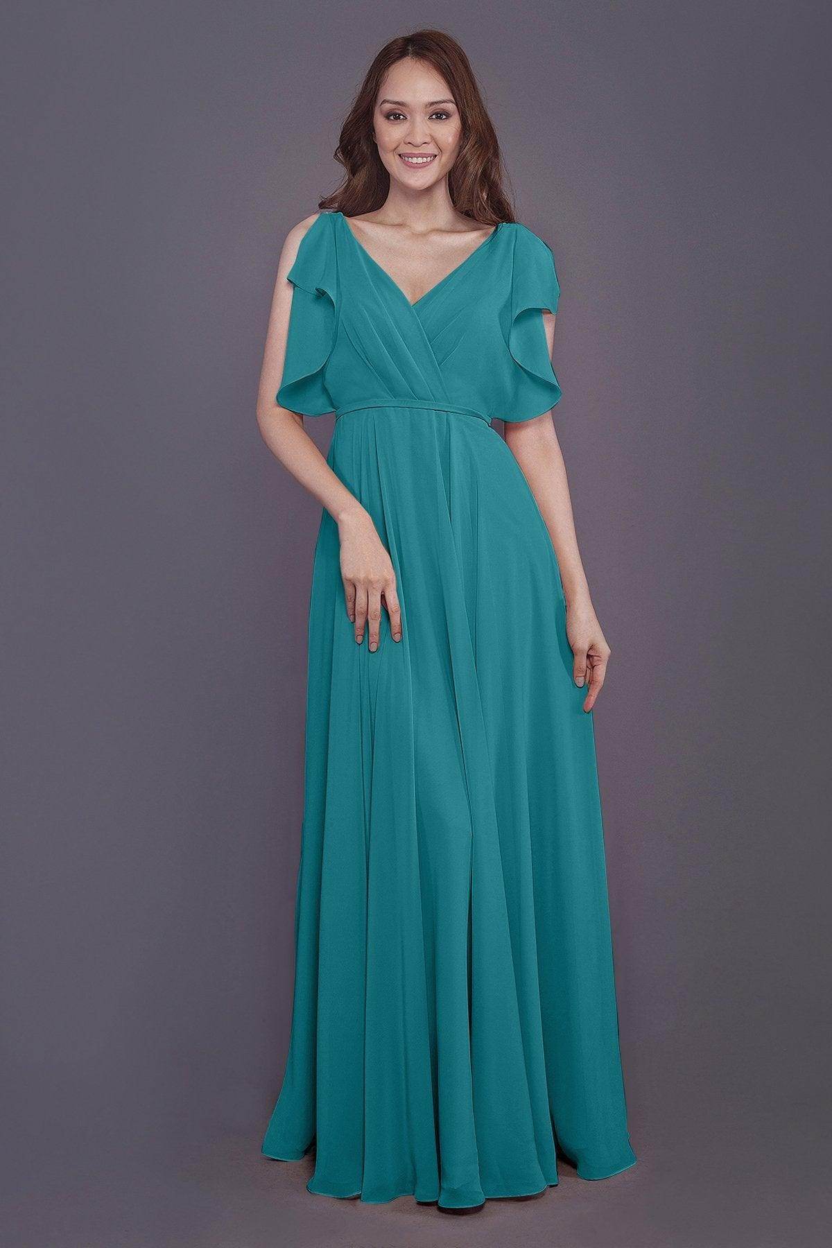 Sheath-Column Floor Length Chiffon Bridesmaid Dress PR3568