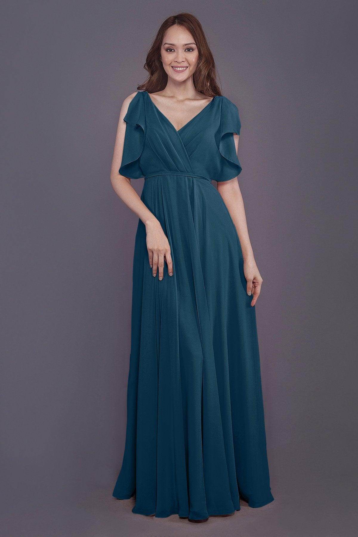 Sheath-Column Floor Length Chiffon Bridesmaid Dress PR3568