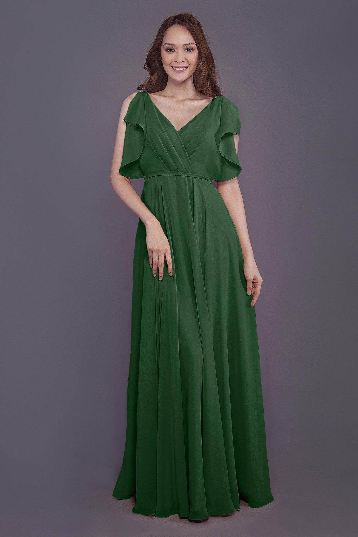 Sheath-Column Floor Length Chiffon Bridesmaid Dress PR3568