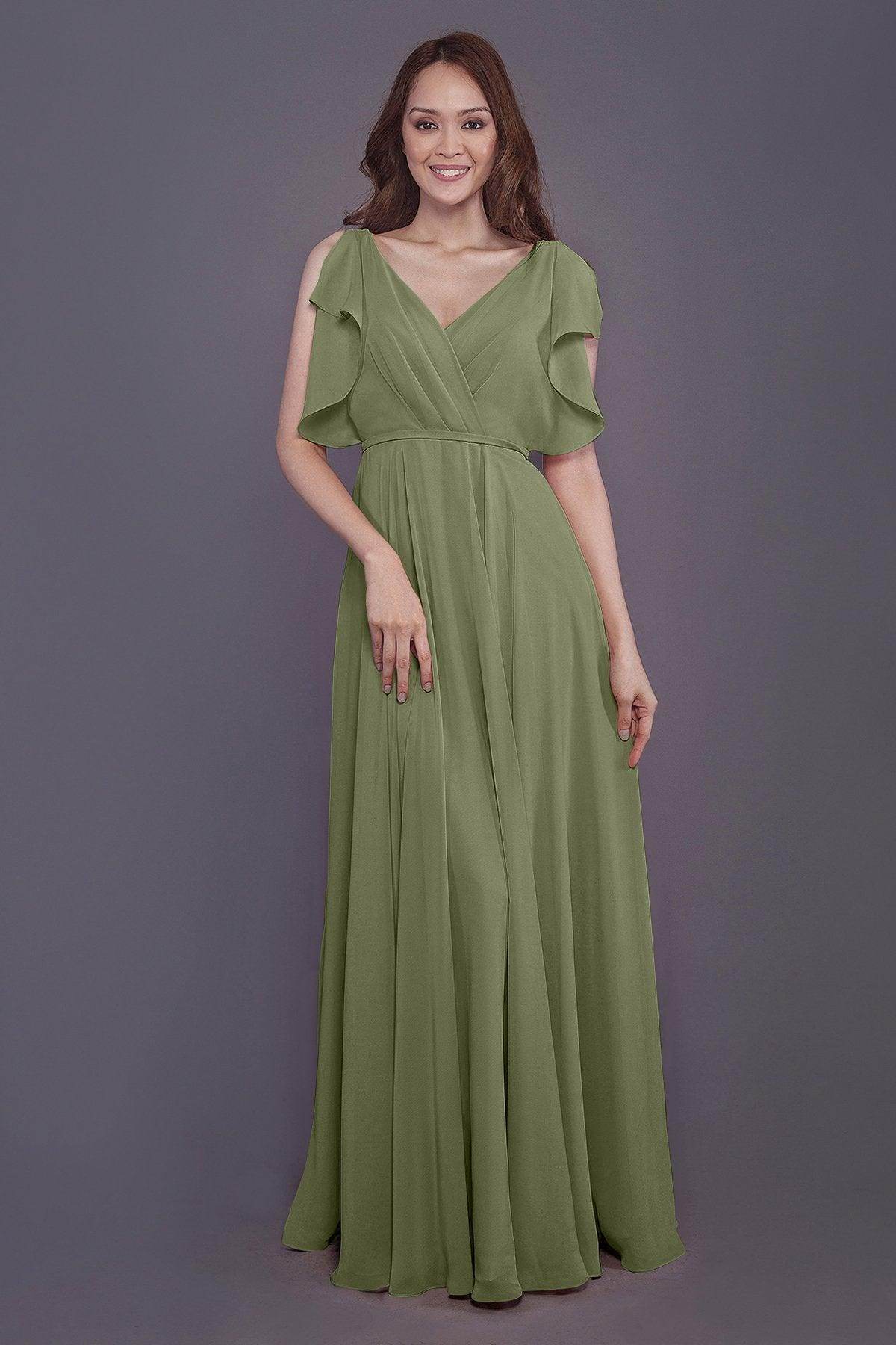 Sheath-Column Floor Length Chiffon Bridesmaid Dress PR3568