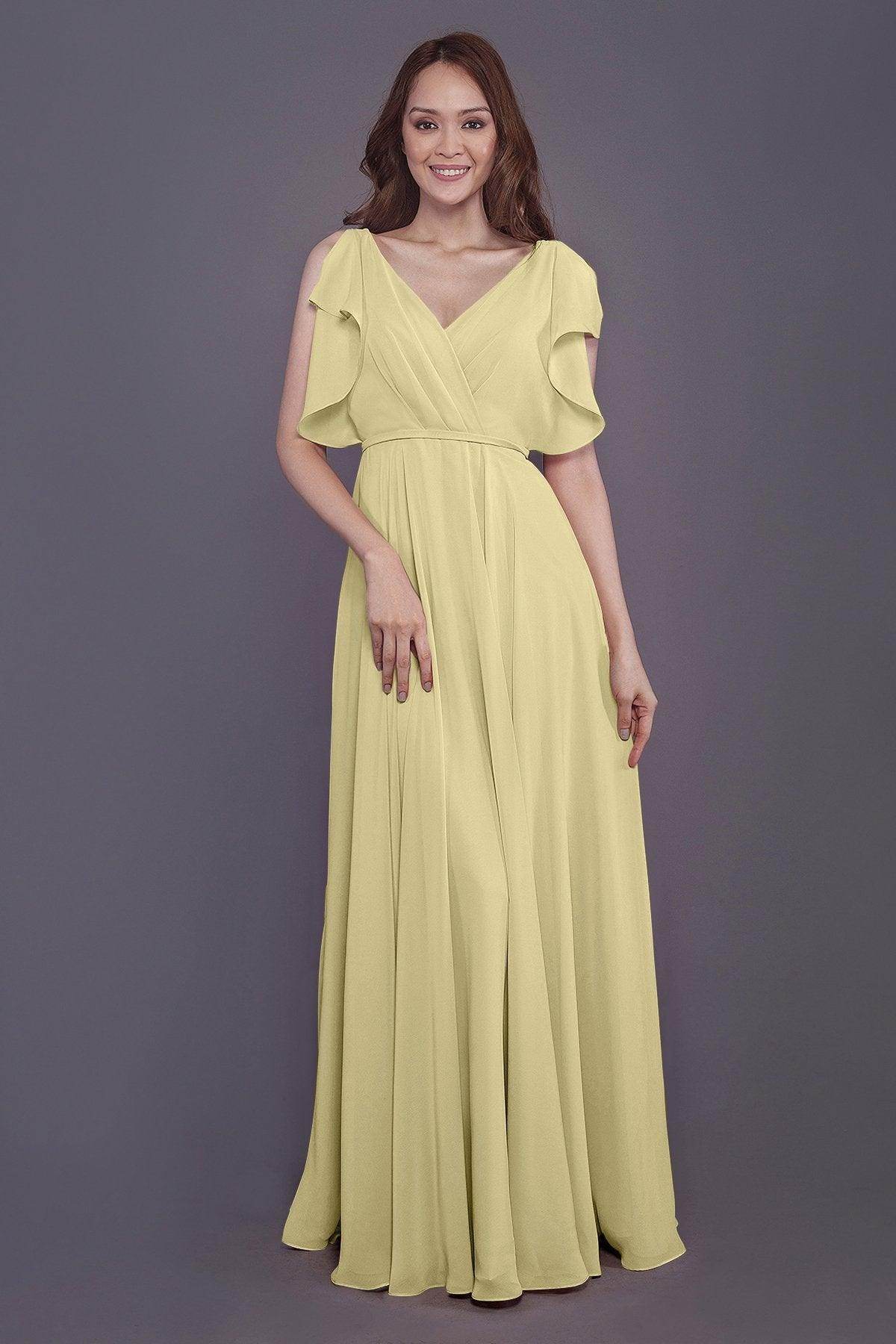 Sheath-Column Floor Length Chiffon Bridesmaid Dress PR3568