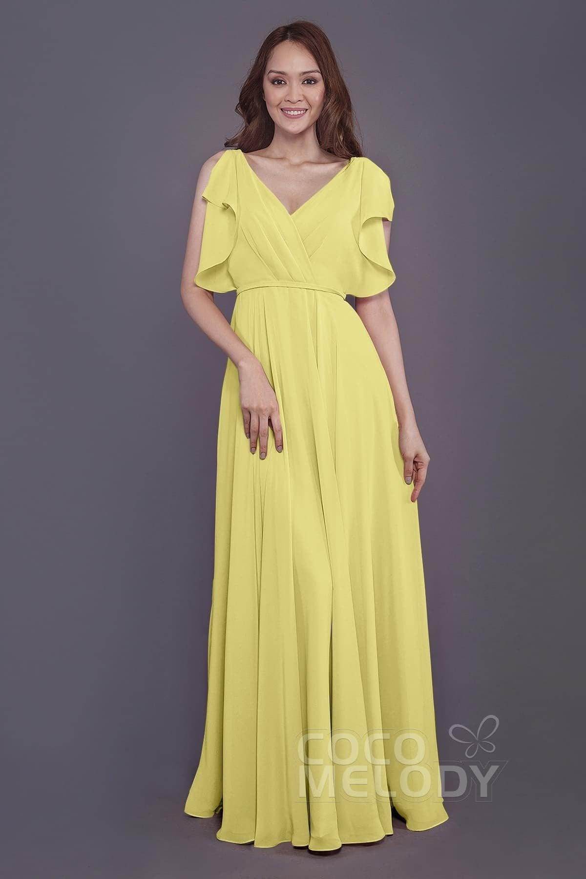 Sheath-Column Floor Length Chiffon Bridesmaid Dress PR3568