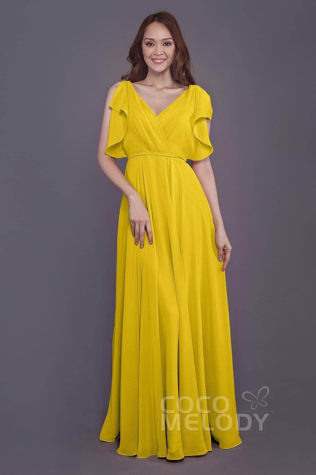 Sheath-Column Floor Length Chiffon Bridesmaid Dress PR3568