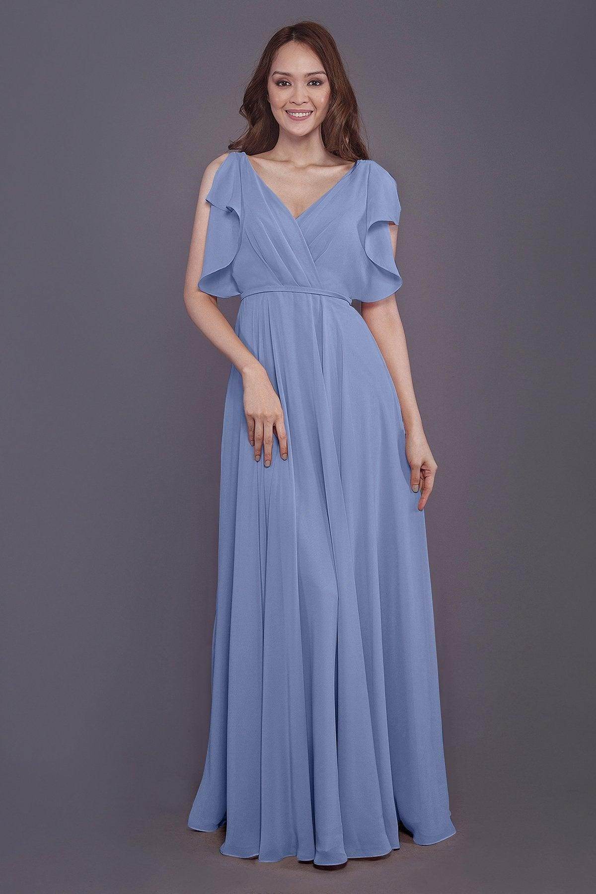Sheath-Column Floor Length Chiffon Bridesmaid Dress PR3568