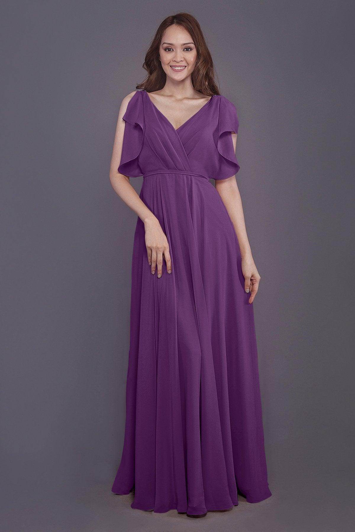 Sheath-Column Floor Length Chiffon Bridesmaid Dress PR3568
