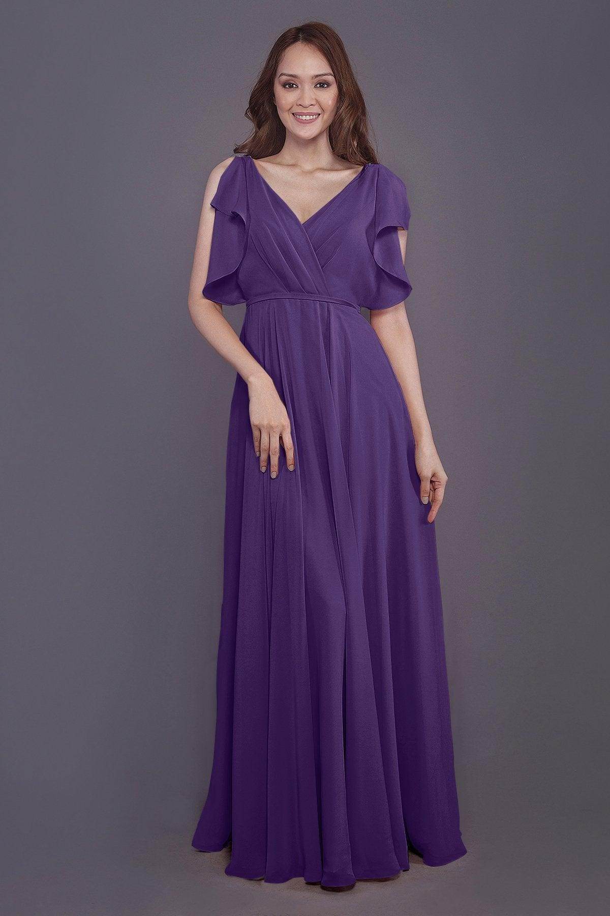 Sheath-Column Floor Length Chiffon Bridesmaid Dress PR3568