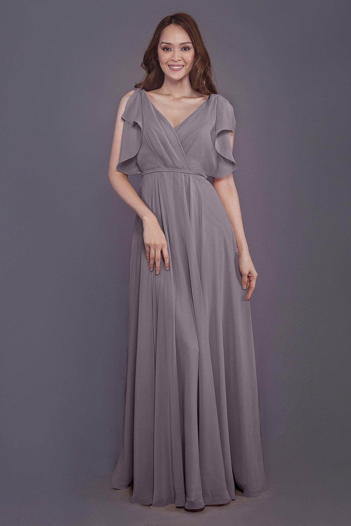 Sheath-Column Floor Length Chiffon Bridesmaid Dress PR3568