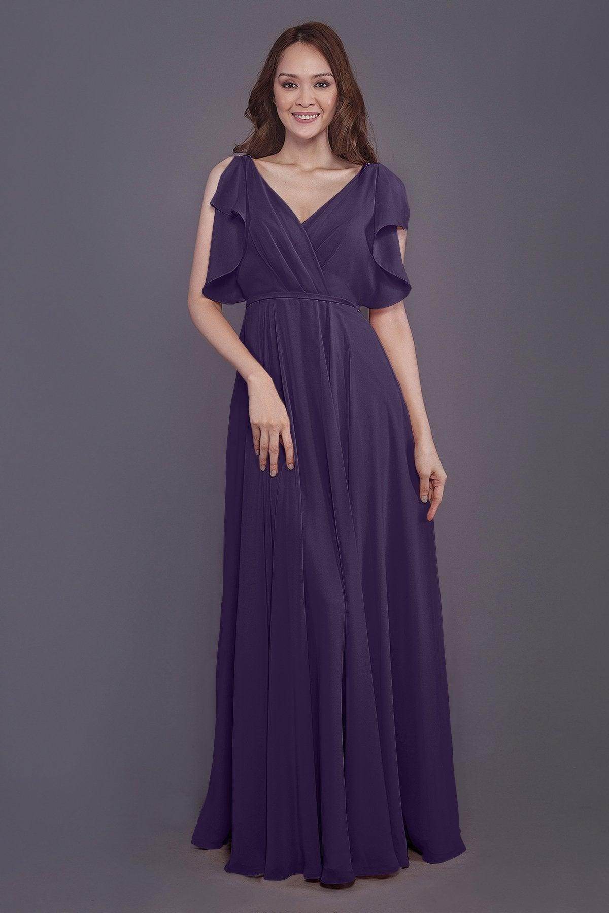 Sheath-Column Floor Length Chiffon Bridesmaid Dress PR3568