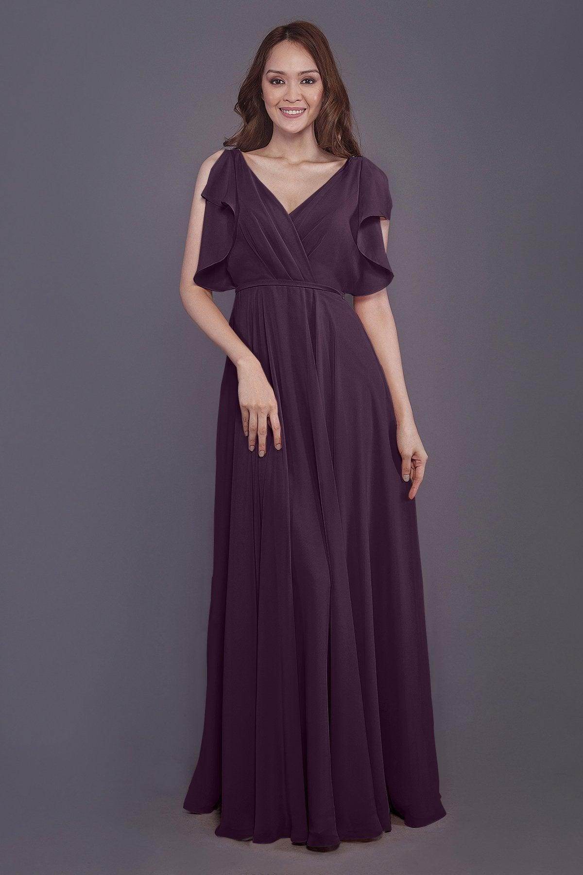 Sheath-Column Floor Length Chiffon Bridesmaid Dress PR3568