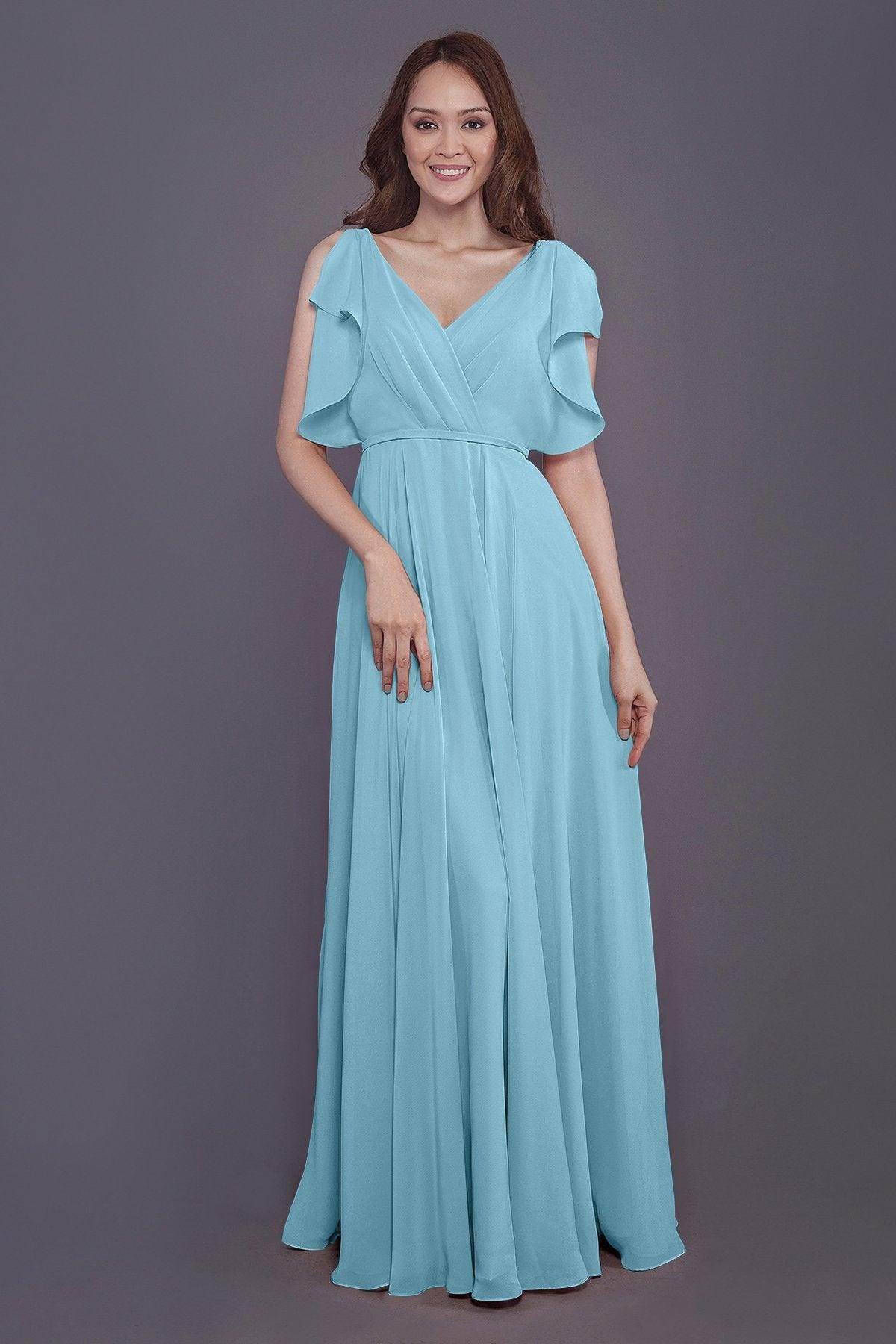 Sheath-Column Floor Length Chiffon Bridesmaid Dress PR3568