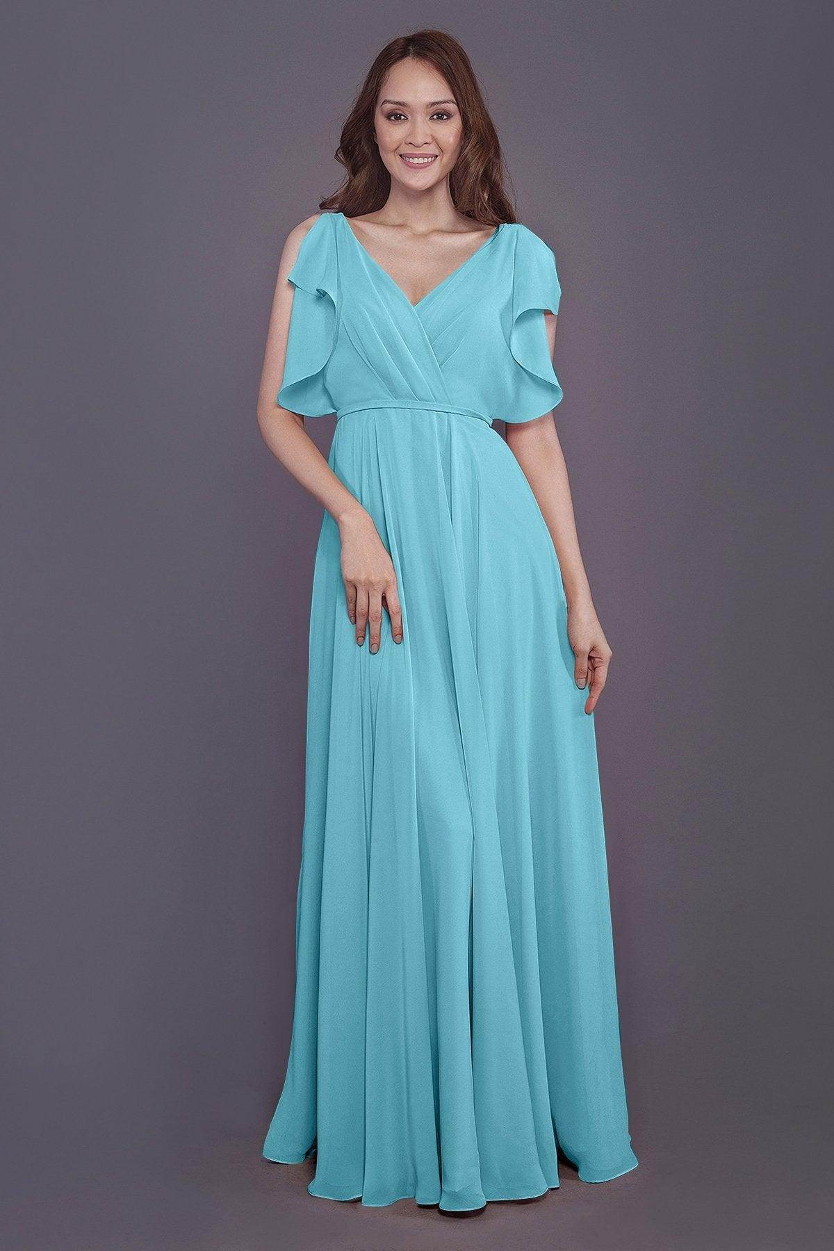 Sheath-Column Floor Length Chiffon Bridesmaid Dress PR3568