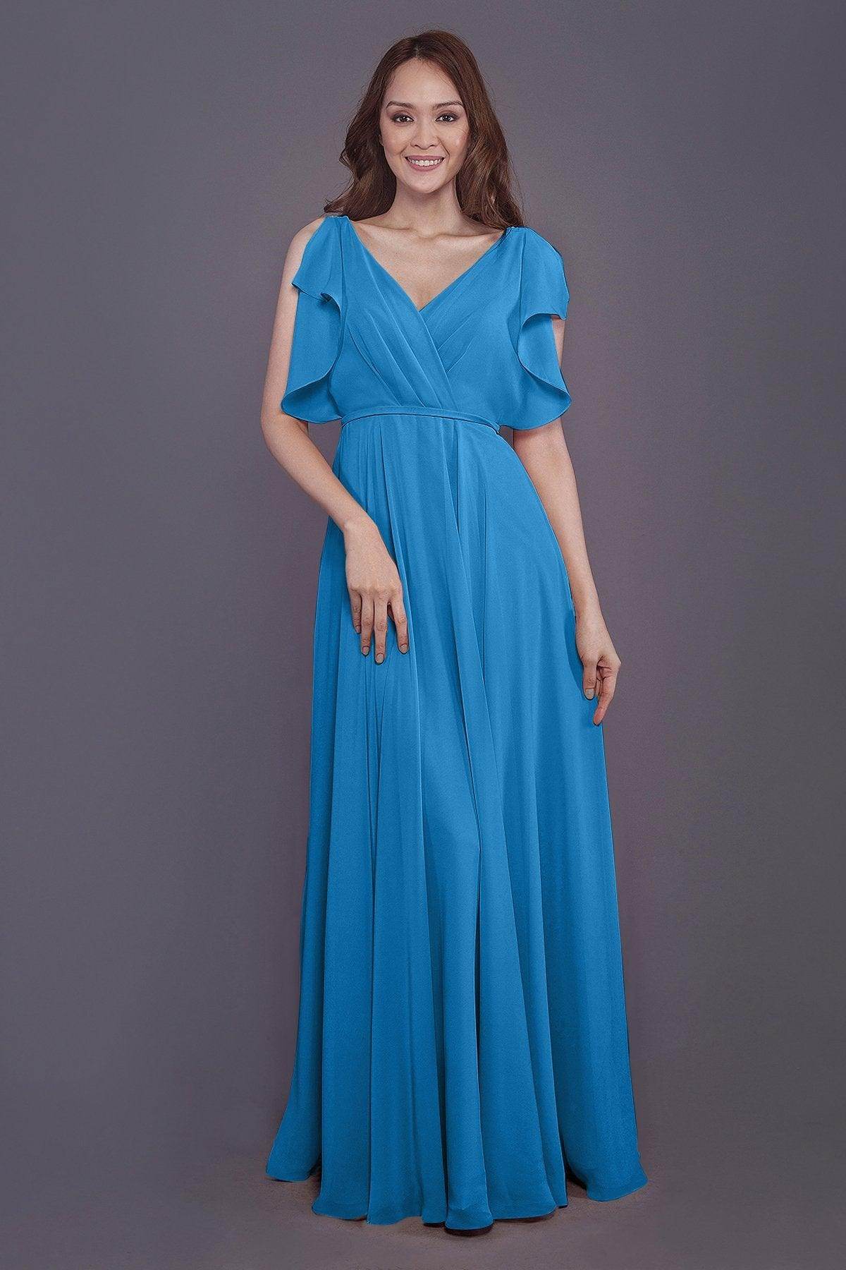 Sheath-Column Floor Length Chiffon Bridesmaid Dress PR3568