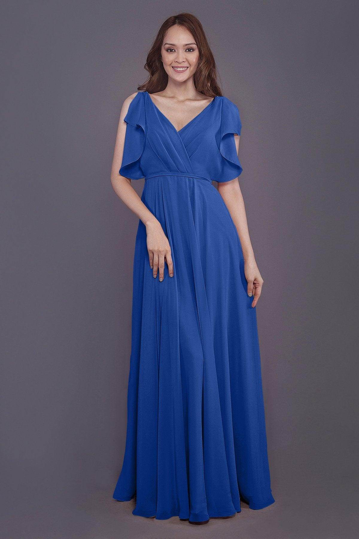 Sheath-Column Floor Length Chiffon Bridesmaid Dress PR3568
