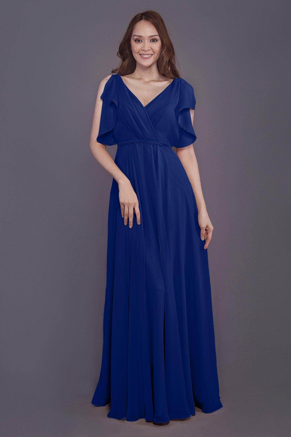 Sheath-Column Floor Length Chiffon Bridesmaid Dress PR3568