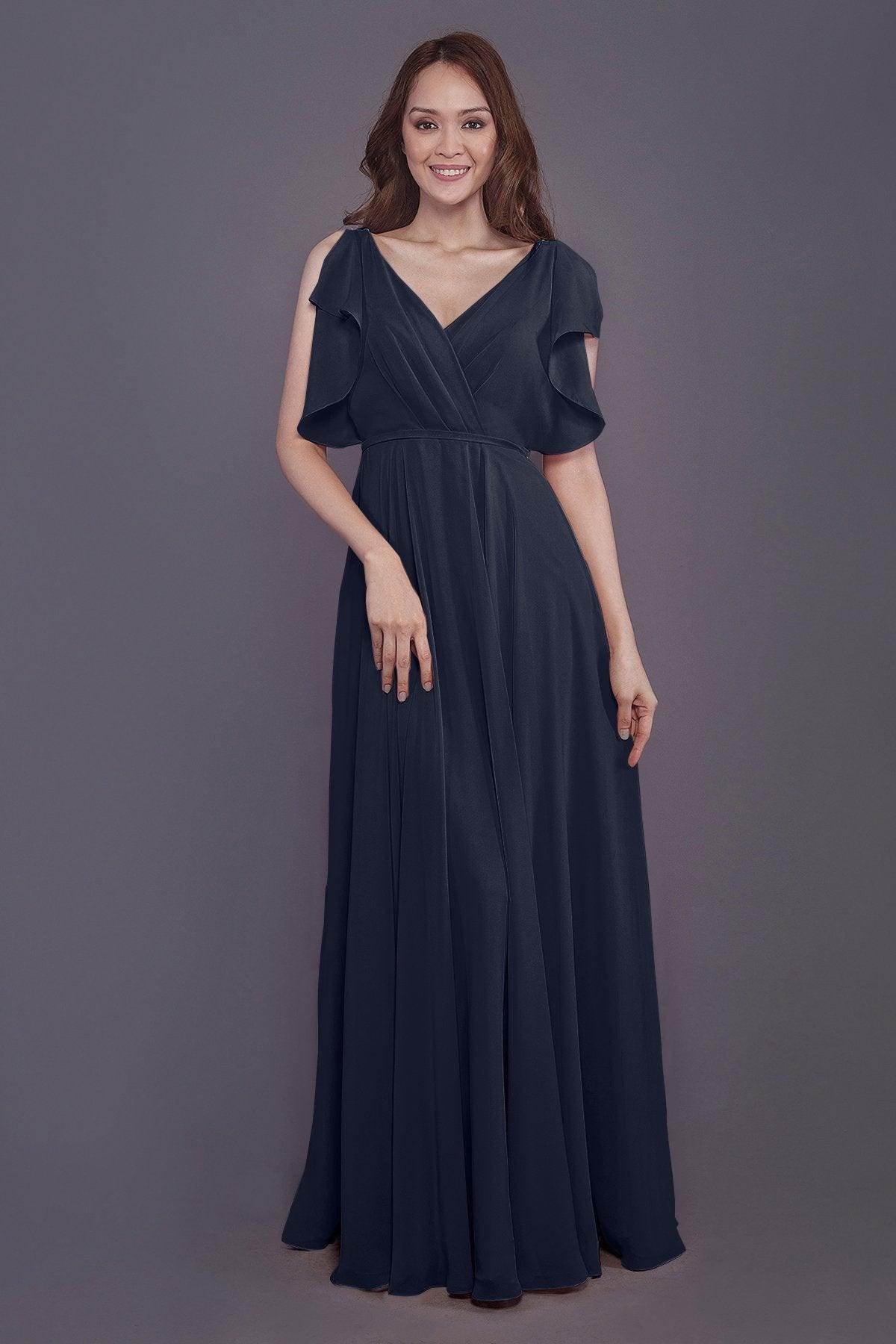 Sheath-Column Floor Length Chiffon Bridesmaid Dress PR3568