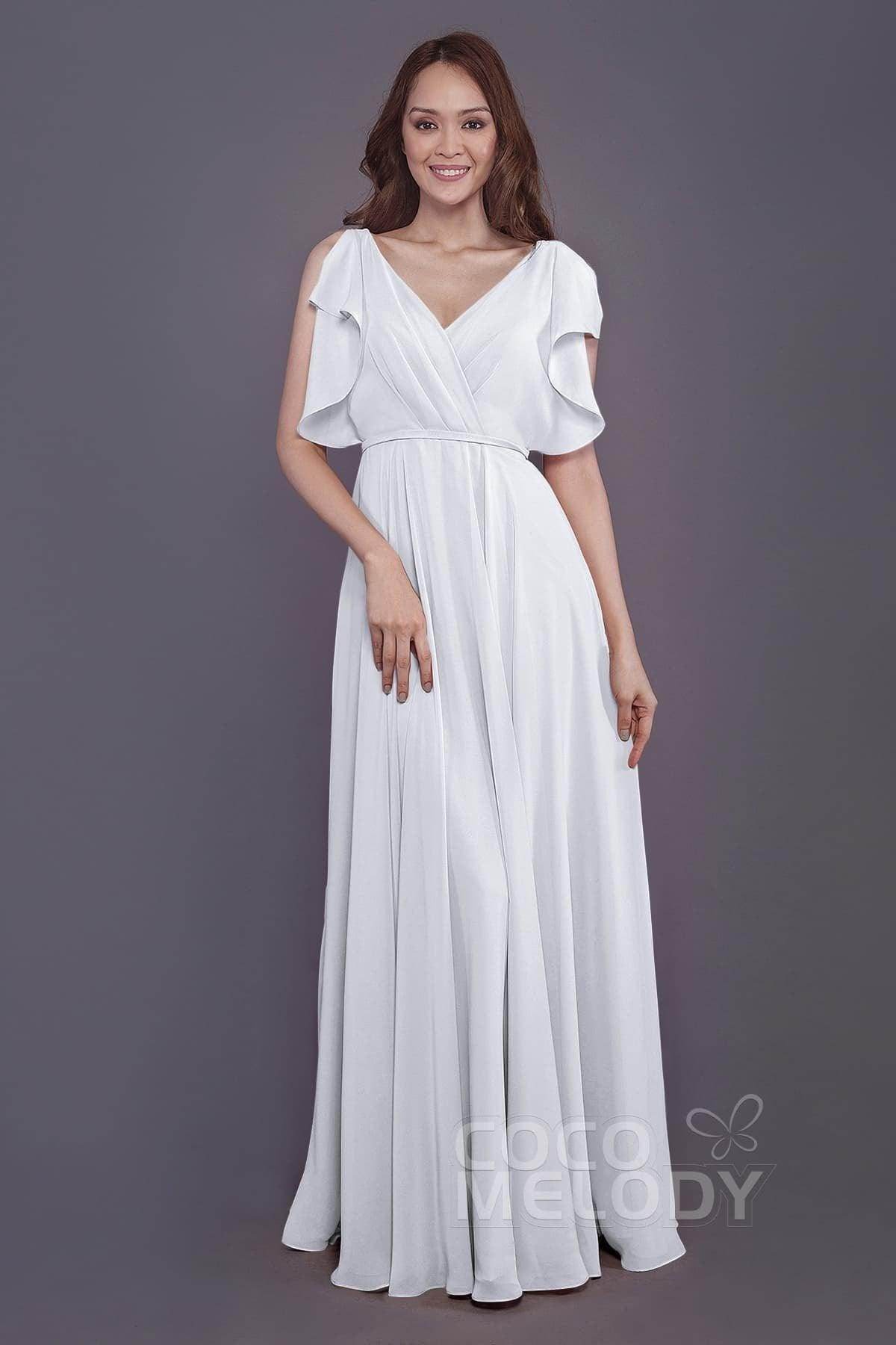 Sheath-Column Floor Length Chiffon Bridesmaid Dress PR3568