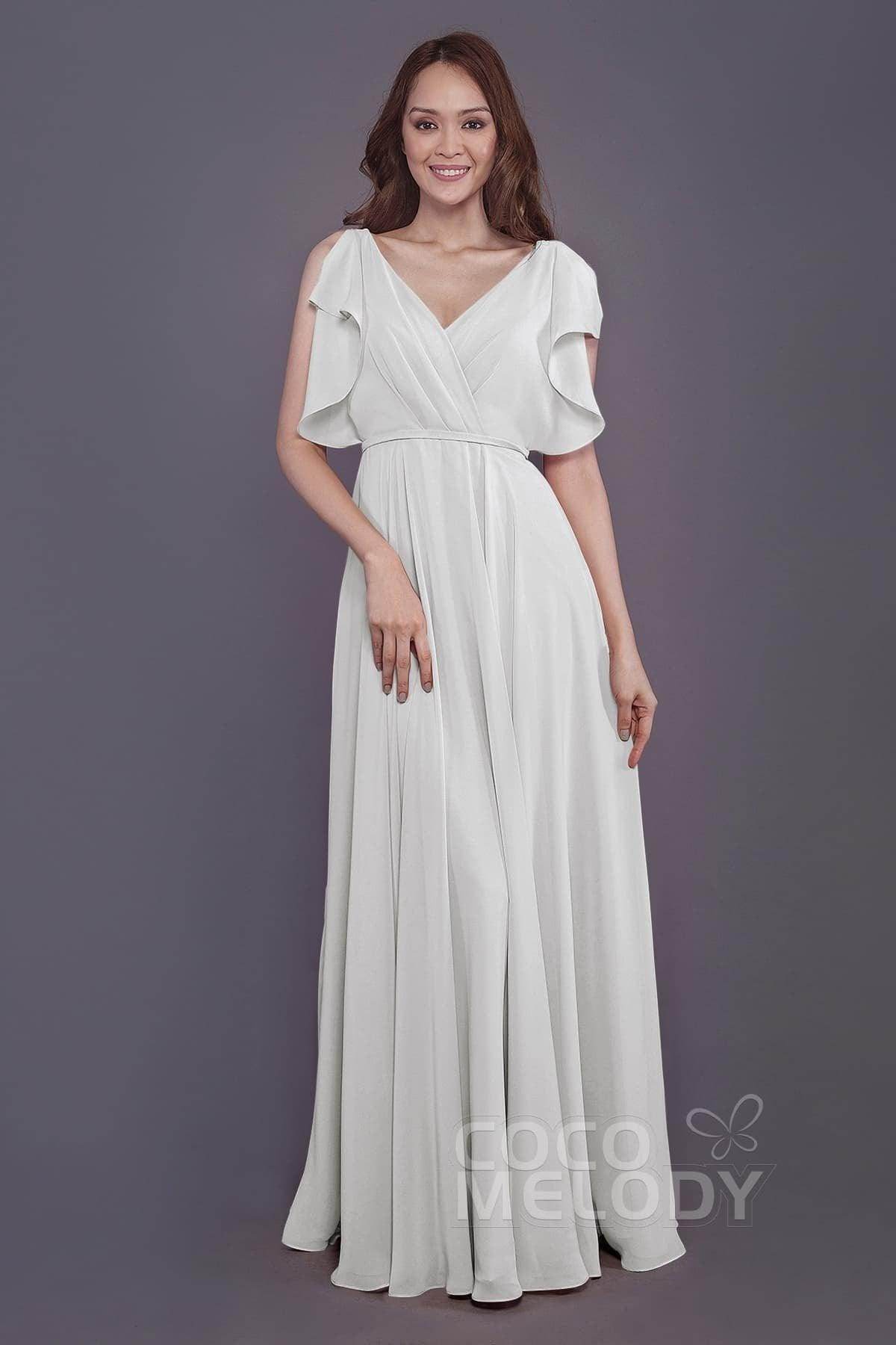 Sheath-Column Floor Length Chiffon Bridesmaid Dress PR3568